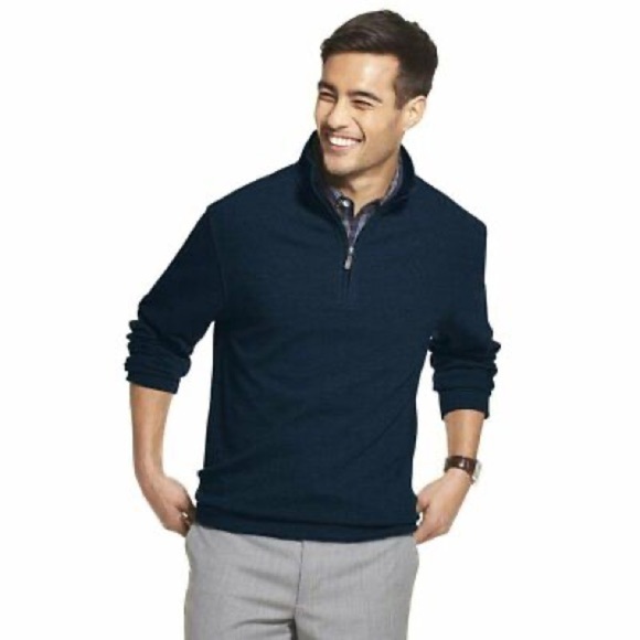 Van Heusen Blue 1/4 Zip Up Sweater with Knit Fabric